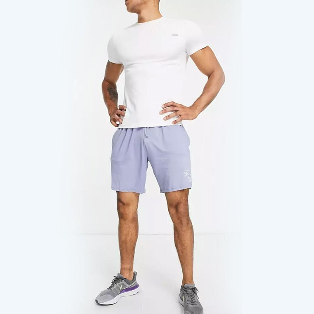 FCUK Sport Men's script logo panel Light Blue training shorts - Size Medium -NWT